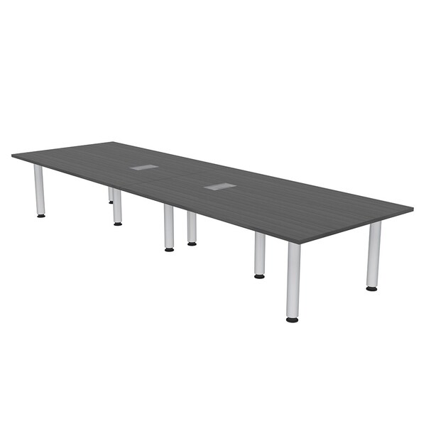 45 in W, 144 in L, 29 in H, Engineered Wood Top, Grey